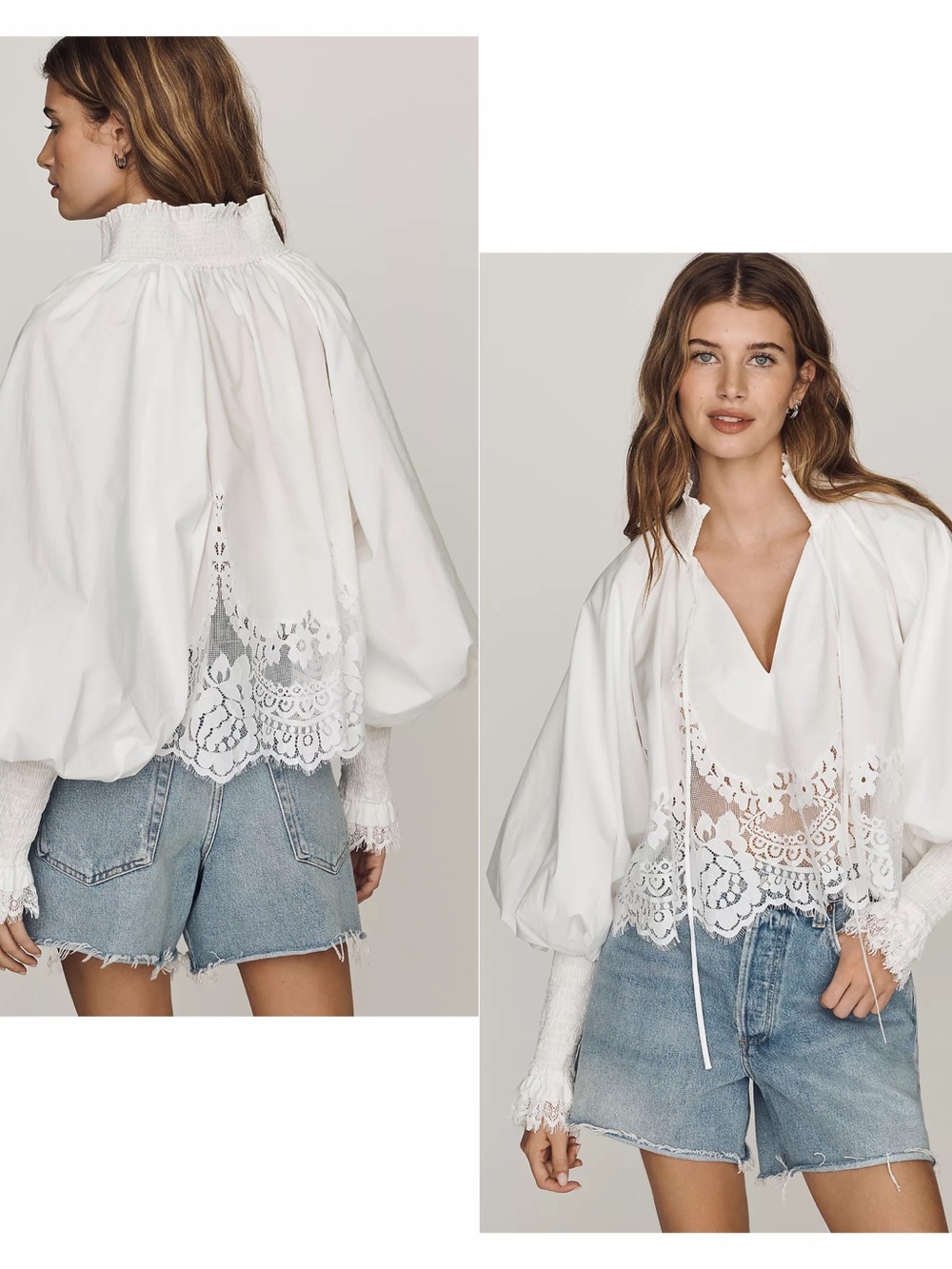 Anthropologie Mare Mare White Lace-Trim Peasant Blouse - Women